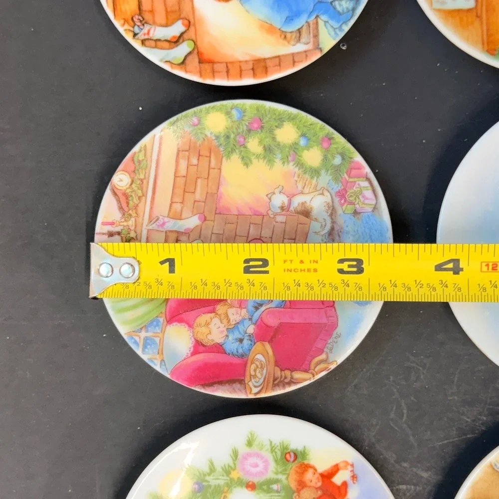 Vintage Hallmark Christmas Fine Porcelain Mini Plates 1987-1992 Set of 6 Hangers